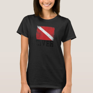 Camiseta Bandeira de Mergulho de Mergulhador Vintage Scuba