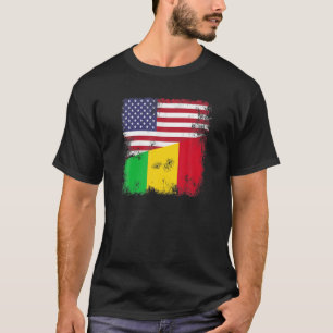 Camiseta Bandeira de Metade do Mali   Vintage Mali USA Gift