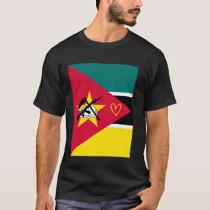 Camiseta Bandeira de Moçambique Coração Moçambicano Orgulho