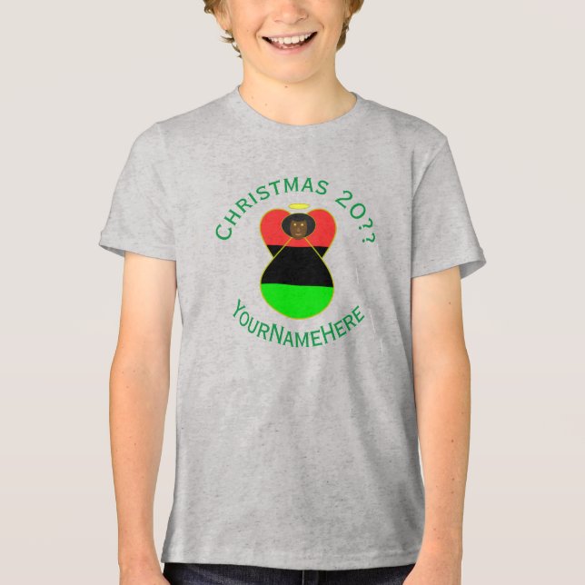 Camiseta Bandeira de Natal do Anjo da Diáspora Africana Per (Frente)