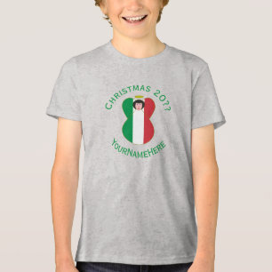 Camiseta Bandeira de Natal do Anjo Italiano Personalizada p