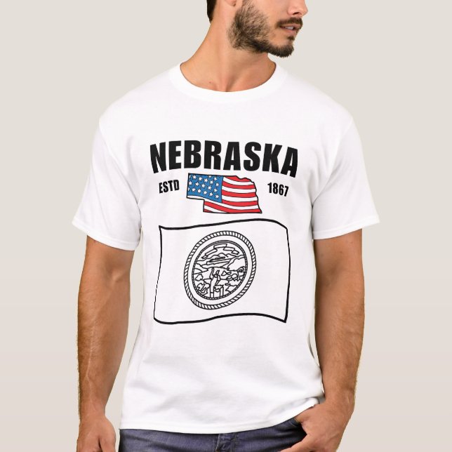 Camiseta bandeira de Nebraska EUA (Frente)