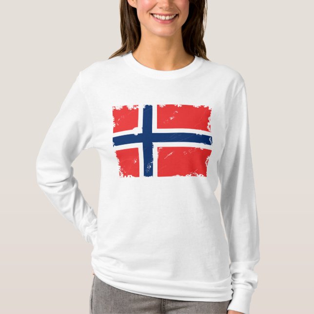 Camiseta Bandeira de Noruega afligida (Frente)