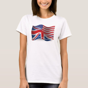 Camiseta Bandeira de ondulação Britânico-Americana