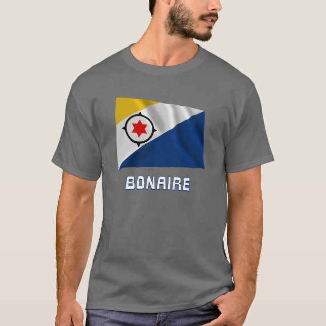 Camiseta Bandeira de ondulação de Bonaire com nome (Frente)