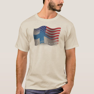Camiseta Bandeira de ondulação Finlandês-Americana