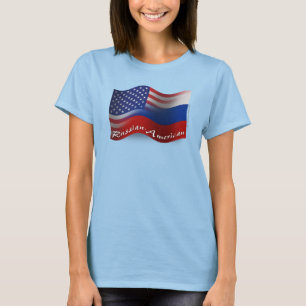 Camiseta Bandeira de ondulação Russo-Americana