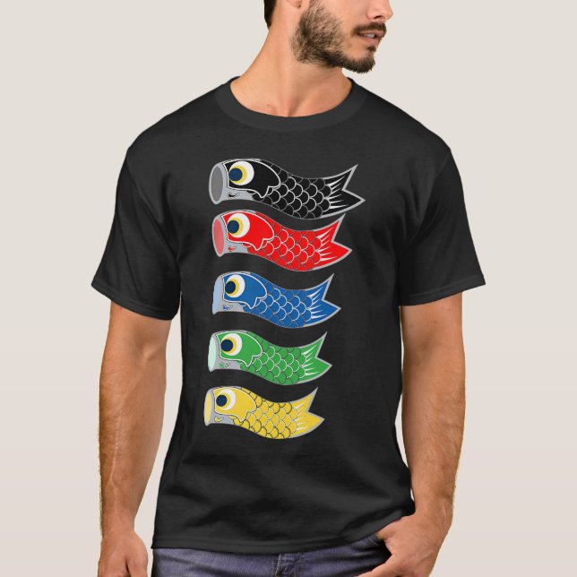 Camiseta Bandeira de Peixe Koinobori Familiar (Frente)