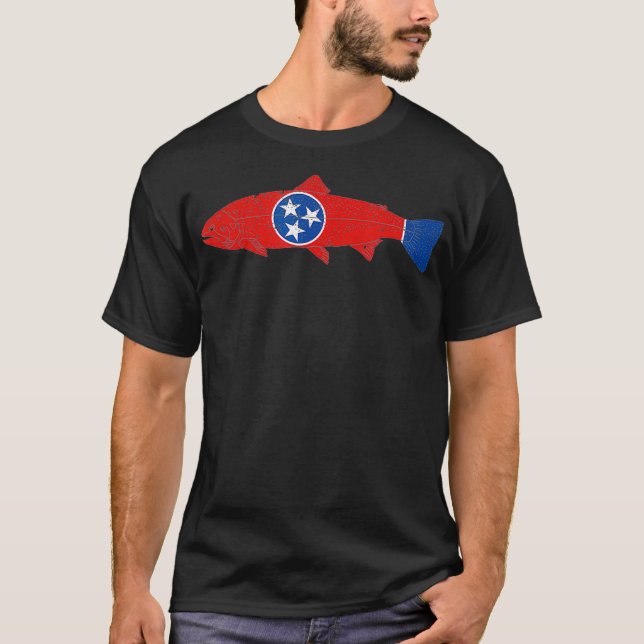 Camiseta Bandeira de Pesca do Estado do Tennessee: Truta de (Frente)