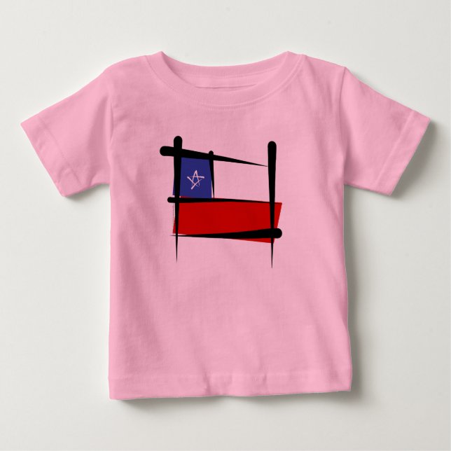 Camiseta Bandeira de Pincel do Chile (Frente)