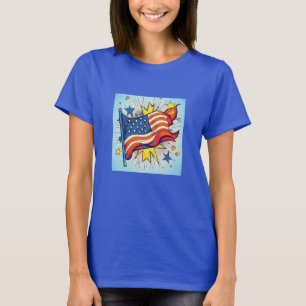 Camiseta Bandeira de Pop de arte americana