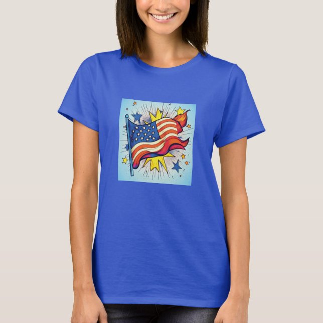 Camiseta Bandeira de Pop de arte americana (Frente)