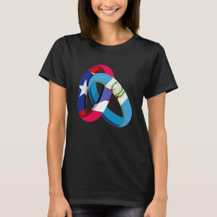 Camiseta Bandeira de Porto Rico Anel de Casamento Casado Cr