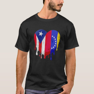 Camiseta Bandeira de Porto Rico e Venezuela Coração Crescid