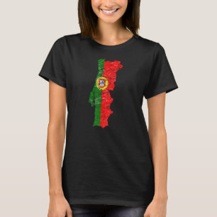 Camiseta Bandeira de Portugal com gráfico de relevo do mapa