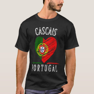 Camiseta Bandeira de Portugal Coração Cidade Cascais