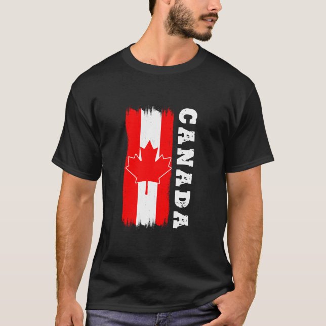 Camiseta Bandeira de Presente do Canadá Varsity Canadense T (Frente)