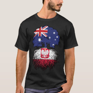 Camiseta Bandeira de Raízes da Árvore da Austrália Polônia 