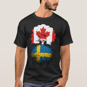 Camiseta Bandeira de Raízes da Árvore do Canadá suecia