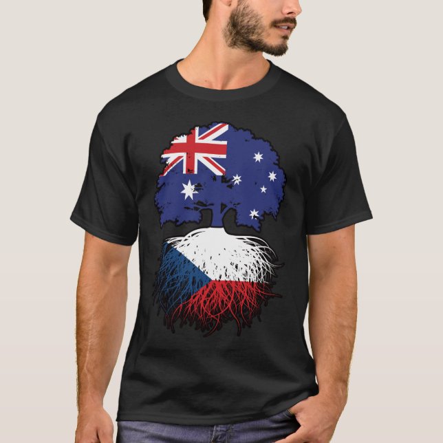 Camiseta Bandeira de Raízes da Árvore na Austrália Checa (Frente)