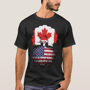 Camiseta Bandeira de Raízes de Árvore Canadense Americano C