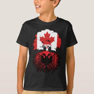 Camiseta Bandeira de Raízes de Árvore do Canadá Albanês