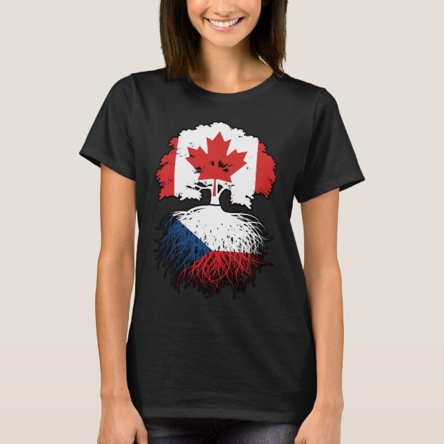 Camiseta Bandeira de Raízes de Árvore do Canadá Checo (Frente)