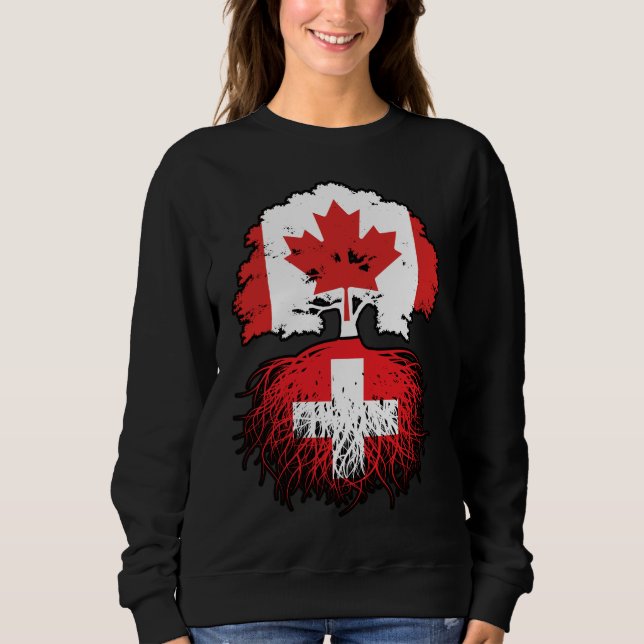 Camiseta Bandeira de Raízes de Árvore do Canadá suiça (Frente)