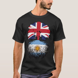 Camiseta Bandeira de Raízes de Árvore do Reino Unido argent