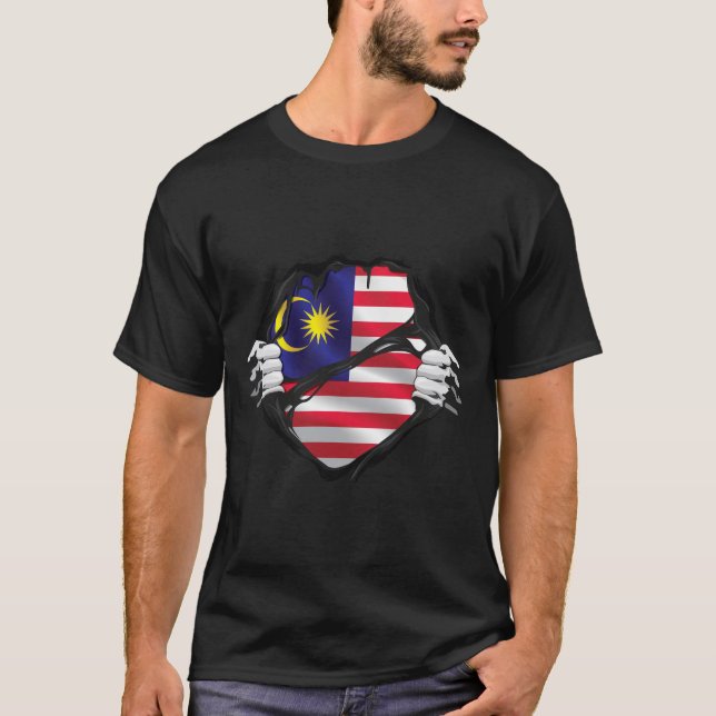 Camiseta Bandeira de Raízes Puras da Malásia (Frente)
