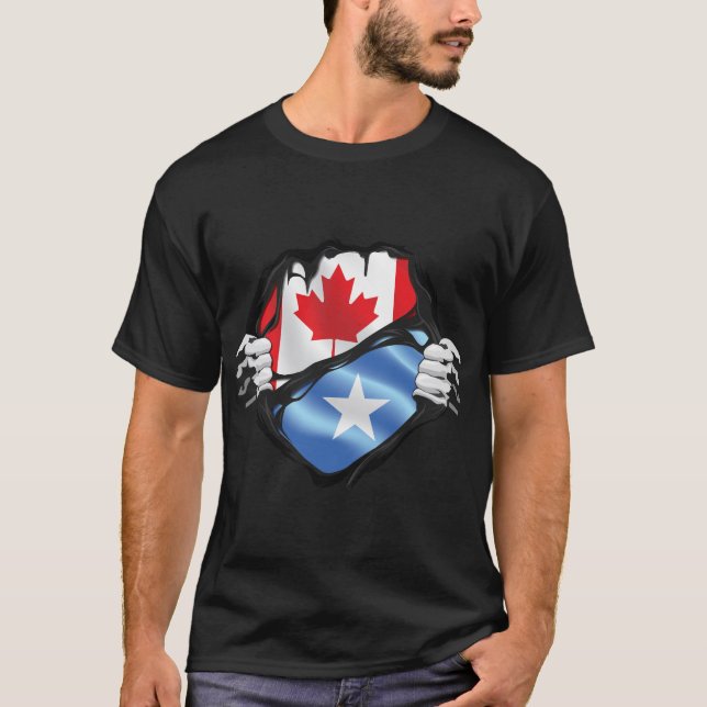 Camiseta Bandeira de Raízes Somali Canadiana (Frente)