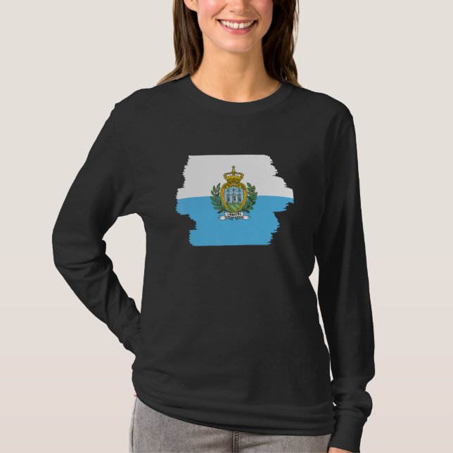 Camiseta Bandeira de San Marino 3 (Frente)