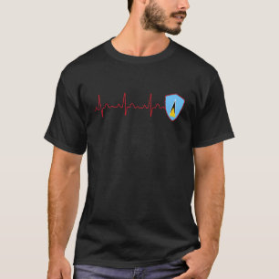 Camiseta Bandeira de Santa Lúcia Coração Batimento EKG Patr