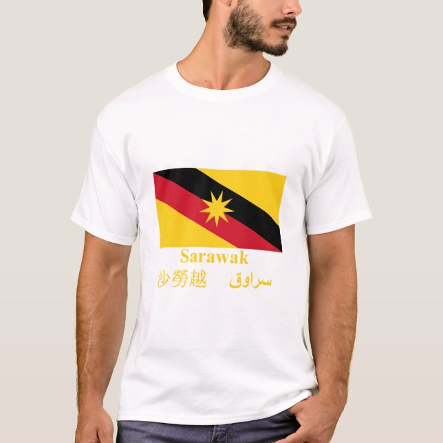 Camiseta Bandeira de Sarawak com nome (Frente)