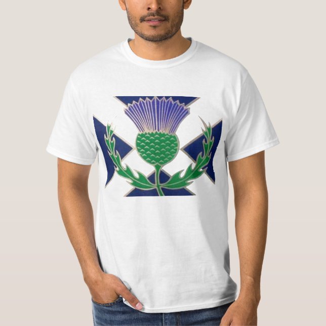 Camiseta Bandeira de Scotland e de cardo (Frente)