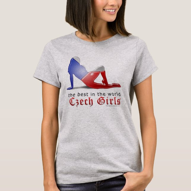 Camiseta Bandeira de Silhouette para Menina Checa (Frente)
