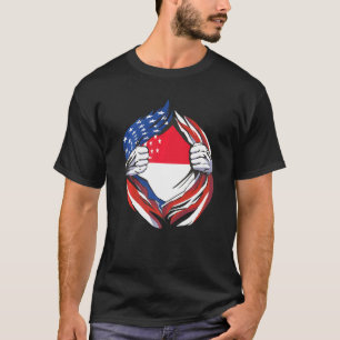 Camiseta Bandeira de Singapura Americano Orgulhoso do Meu S