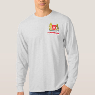 Camiseta Bandeira de Singapura e Casaco de Armas Patriótica