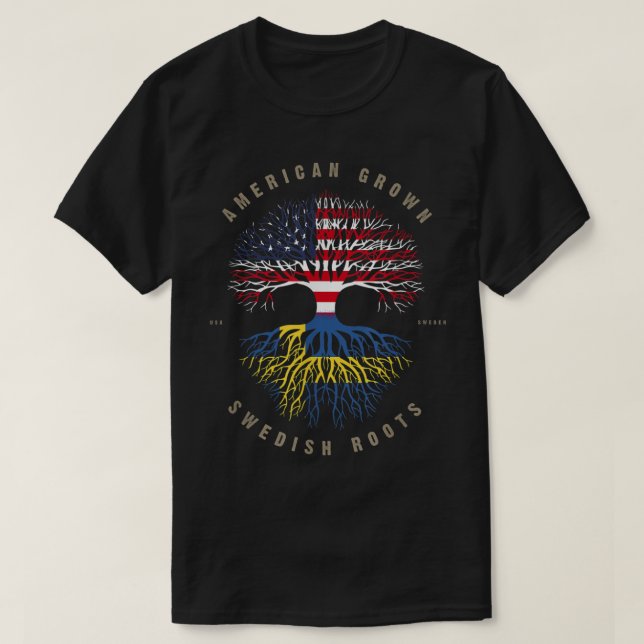 Camiseta Bandeira de Suecia de Raízes Suecas Americanas Cre (Frente do Design)