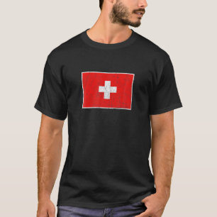 Camiseta Bandeira de suiça com Vintage Swiss National Colo