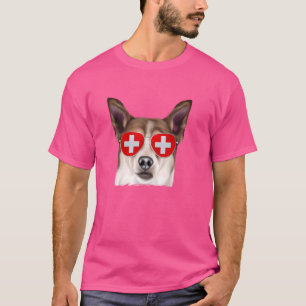 Camiseta Bandeira de Suiça de Cachorro Norueguês Lundehund