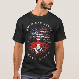 Camiseta Bandeira de Suiça de Raízes Suíças Americanas Cres
