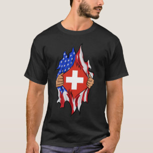 Camiseta Bandeira de Suiça de sangue suíço Dentro Me Orgulh