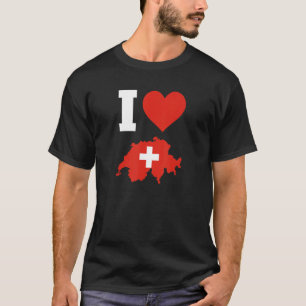 Camiseta Bandeira de suiça para a Suiça I Love Switzerla