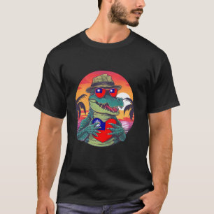 Camiseta Bandeira de Taiwan Jacaré Pôr do Sol Orgulho Taiwa