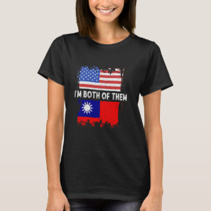 Camiseta Bandeira de Taiwan Vintage EUA Eu Sou Ambos Taiwan