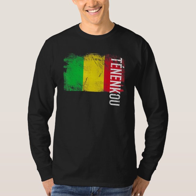 Camiseta Bandeira De Tnenkou Mali Para Homens Malianos Mulh (Frente)