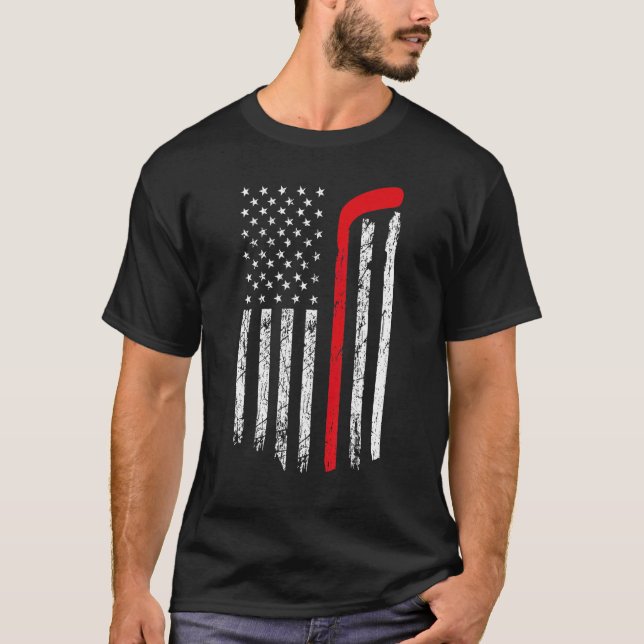 Camiseta Bandeira de Treino de Hóquei no Gelo dos EUA Ameri (Frente)