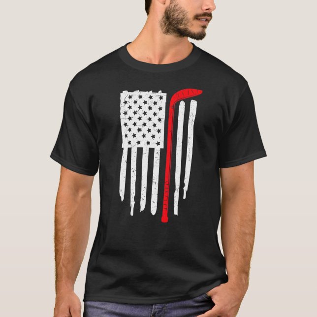 Camiseta Bandeira de Treino de Hóquei no Gelo dos EUA Ameri (Frente)