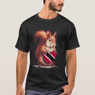 Camiseta Bandeira de Trindade e Tobago Esquilo Coração Toba